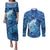 Personalised Northern Mariana Islands Couples Matching Puletasi and Long Sleeve Button Shirt Galaxy Polynesian Shark Tattoo - Polynesian Pride
