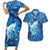 Personalised Northern Mariana Islands Couples Matching Short Sleeve Bodycon Dress and Hawaiian Shirt Galaxy Polynesian Shark Tattoo - Polynesian Pride