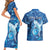 Personalised Northern Mariana Islands Couples Matching Short Sleeve Bodycon Dress and Hawaiian Shirt Galaxy Polynesian Shark Tattoo - Polynesian Pride