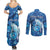 Personalised Northern Mariana Islands Couples Matching Summer Maxi Dress and Long Sleeve Button Shirt Galaxy Polynesian Shark Tattoo - Polynesian Pride