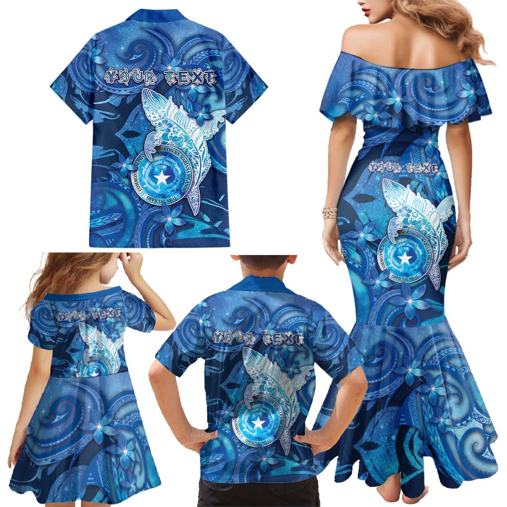 Personalised Northern Mariana Islands Family Matching Mermaid Dress and Hawaiian Shirt Galaxy Polynesian Shark Tattoo DT05 - Polynesian Pride