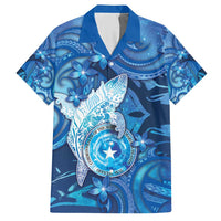 Personalised Northern Mariana Islands Hawaiian Shirt Galaxy Polynesian Shark Tattoo DT05 Blue - Polynesian Pride