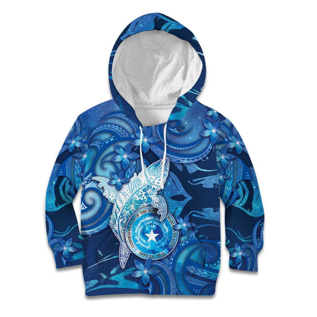 Personalised Northern Mariana Islands Kid Hoodie Galaxy Polynesian Shark Tattoo DT05 Hoodie Blue - Polynesian Pride