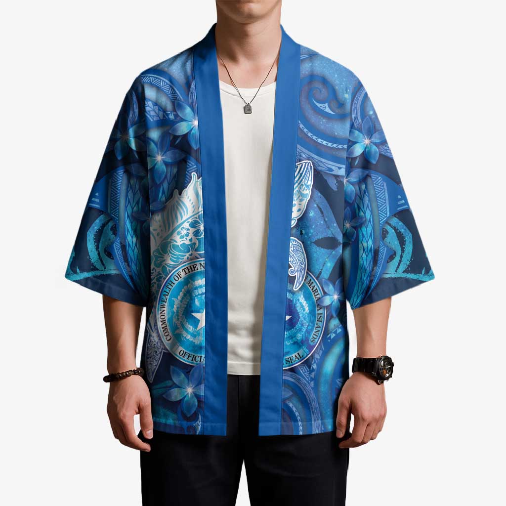 Personalised Northern Mariana Islands Kimono Galaxy Polynesian Shark Tattoo - Polynesian Pride