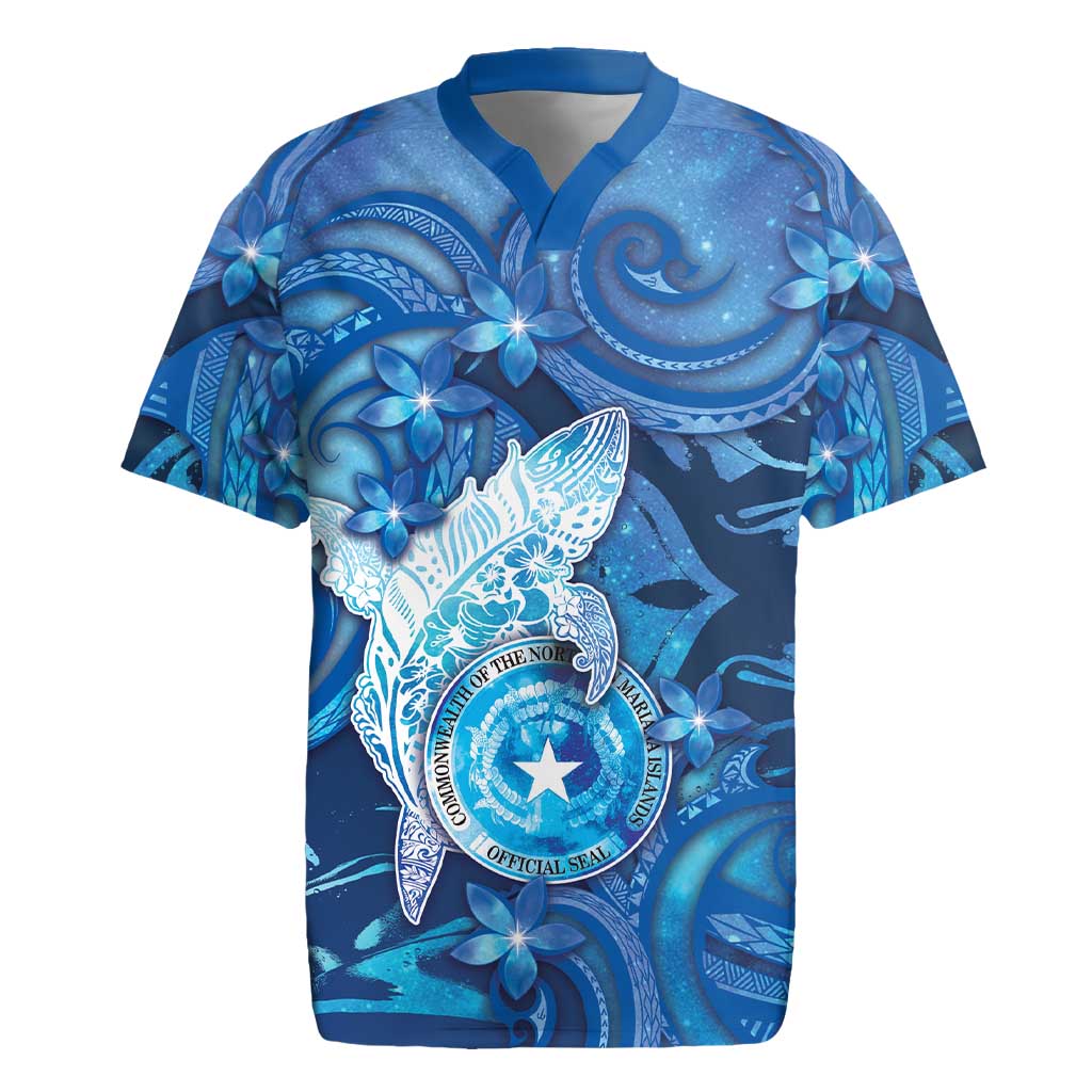 Personalised Northern Mariana Islands Rugby Jersey Galaxy Polynesian Shark Tattoo DT05 Blue - Polynesian Pride