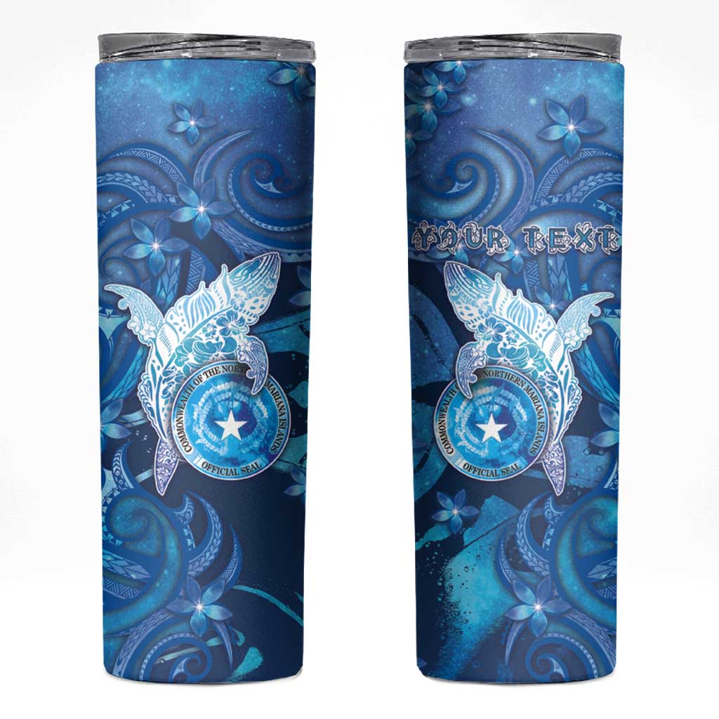 Personalised Northern Mariana Islands Skinny Tumbler Galaxy Polynesian Shark Tattoo DT05 Blue - Polynesian Pride