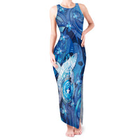 Personalised Northern Mariana Islands Tank Maxi Dress Galaxy Polynesian Shark Tattoo - Polynesian Pride