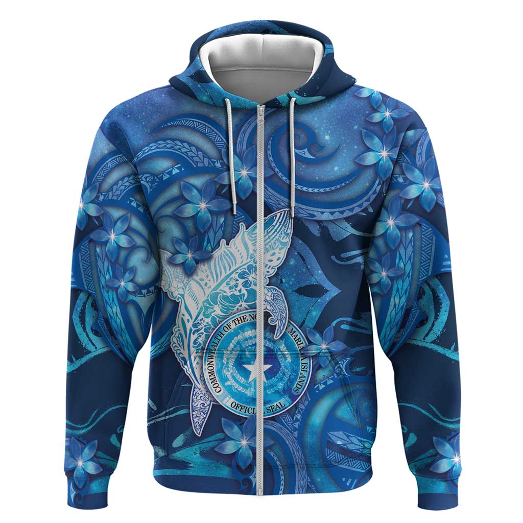 Personalised Northern Mariana Islands Zip Hoodie Galaxy Polynesian Shark Tattoo DT05 Zip Hoodie Blue - Polynesian Pride