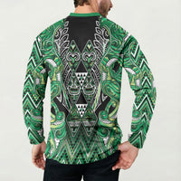 Aotearoa Whakatohea Button Sweatshirt Maori Tribal Green Abalone Paua Shell Pattern DT05 - Polynesian Pride