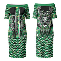 Aotearoa Whakatohea Couples Matching Puletasi and Hawaiian Shirt Maori Tribal Green Abalone Paua Shell Pattern DT05 - Polynesian Pride