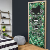 Aotearoa Whakatohea Door Cover Maori Tribal Green Abalone Paua Shell Pattern DT05 - Polynesian Pride