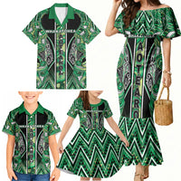 Aotearoa Whakatohea Family Matching Mermaid Dress and Hawaiian Shirt Maori Tribal Green Abalone Paua Shell Pattern DT05 - Polynesian Pride