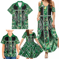 Aotearoa Whakatohea Family Matching Summer Maxi Dress and Hawaiian Shirt Maori Tribal Green Abalone Paua Shell Pattern DT05 - Polynesian Pride