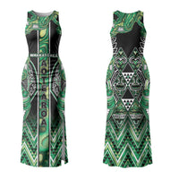 Aotearoa Whakatohea Family Matching Tank Maxi Dress and Hawaiian Shirt Maori Tribal Green Abalone Paua Shell Pattern DT05 Mom's Dress Green - Polynesian Pride