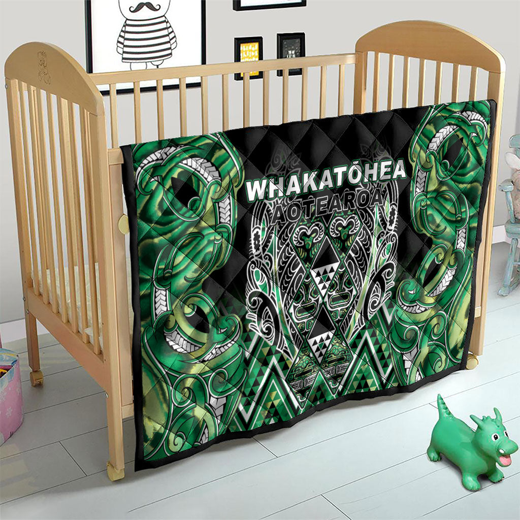 Aotearoa Whakatohea Quilt Maori Tribal Green Abalone Paua Shell Pattern DT05 - Polynesian Pride