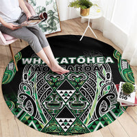 Aotearoa Whakatohea Round Carpet Maori Tribal Green Abalone Paua Shell Pattern DT05 - Polynesian Pride