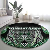 Aotearoa Whakatohea Round Carpet Maori Tribal Green Abalone Paua Shell Pattern DT05 - Polynesian Pride
