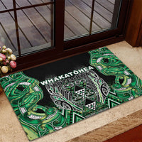 Aotearoa Whakatohea Rubber Doormat Maori Tribal Green Abalone Paua Shell Pattern DT05 - Polynesian Pride