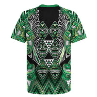 Aotearoa Whakatohea Rugby Jersey Maori Tribal Green Abalone Paua Shell Pattern DT05 - Polynesian Pride
