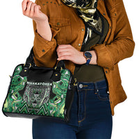 Aotearoa Whakatohea Shoulder Handbag Maori Tribal Green Abalone Paua Shell Pattern DT05 - Polynesian Pride