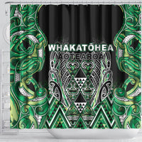 Aotearoa Whakatohea Shower Curtain Maori Tribal Green Abalone Paua Shell Pattern DT05 - Polynesian Pride