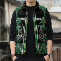 Aotearoa Whakatohea Sleeveless Puffer Jacket Maori Tribal Green Abalone Paua Shell Pattern DT05 - Polynesian Pride