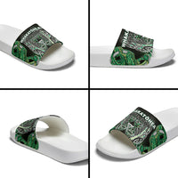 Aotearoa Whakatohea Slide Sandals Maori Tribal Green Abalone Paua Shell Pattern DT05 - Polynesian Pride
