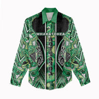 Aotearoa Whakatohea Women Casual Shirt Maori Tribal Green Abalone Paua Shell Pattern DT05 - Polynesian Pride