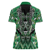 Aotearoa Whakatohea Women Polo Shirt Maori Tribal Green Abalone Paua Shell Pattern DT05 - Polynesian Pride