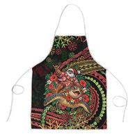 Hawaii Christmas Apron Aloha Santa Riding Honu DT05 Black - Polynesian Pride