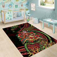 Hawaii Christmas Area Rug Aloha Santa Riding Honu DT05 - Polynesian Pride