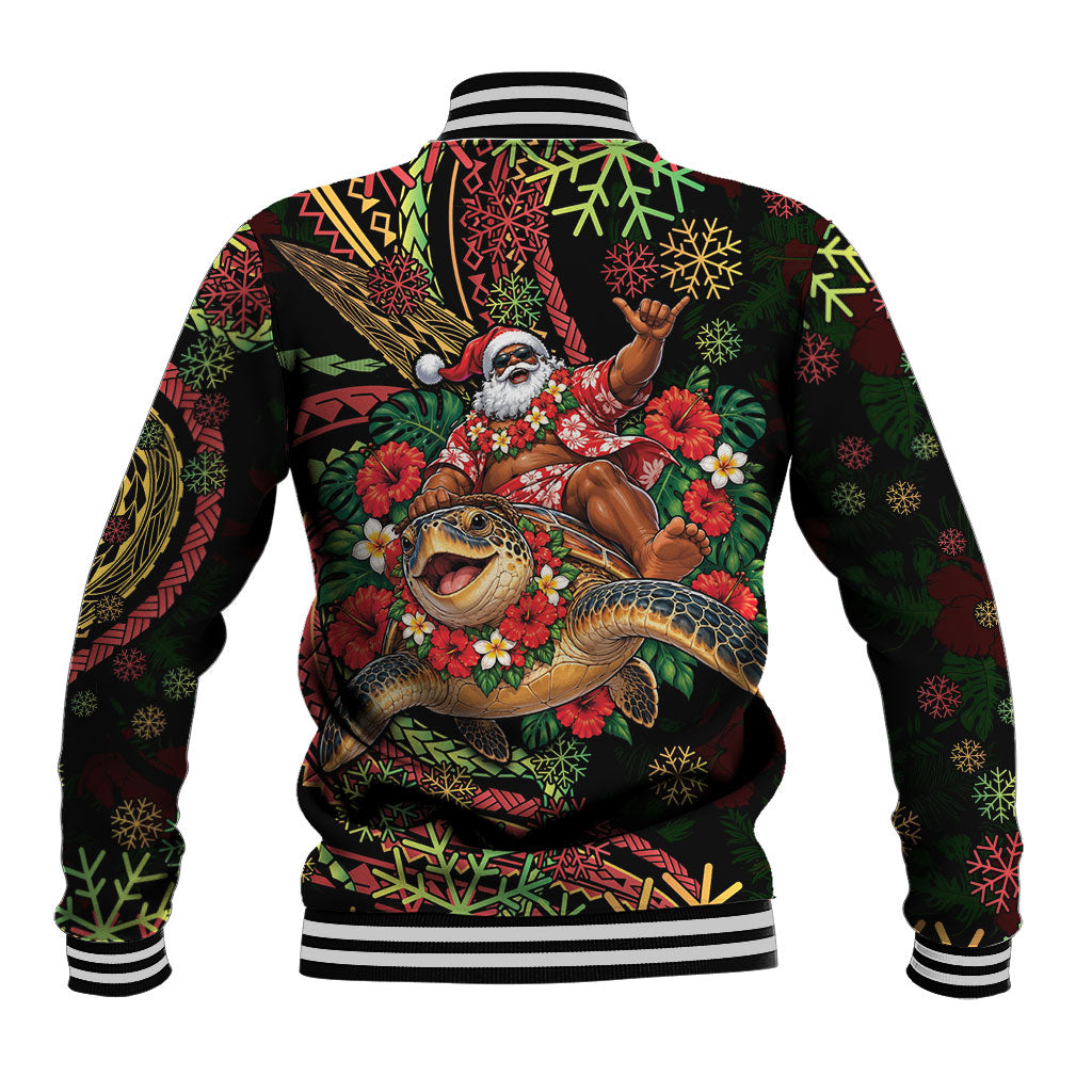 Hawaii Christmas Baseball Jacket Aloha Santa Riding Honu DT05 - Polynesian Pride