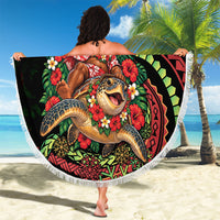 Hawaii Christmas Beach Blanket Aloha Santa Riding Honu DT05 - Polynesian Pride