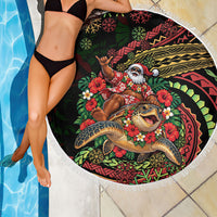 Hawaii Christmas Beach Blanket Aloha Santa Riding Honu DT05 - Polynesian Pride