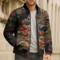 Hawaii Christmas Bomber Puffer Jacket Aloha Santa Riding Honu DT05 - Polynesian Pride