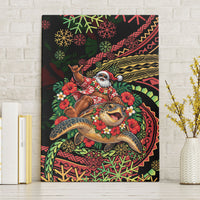 Hawaii Christmas Canvas Wall Art Aloha Santa Riding Honu DT05 Without Frame Black - Polynesian Pride