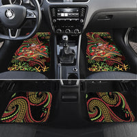 Hawaii Christmas Car Mats Aloha Santa Riding Honu DT05 Set 4pcs Black - Polynesian Pride