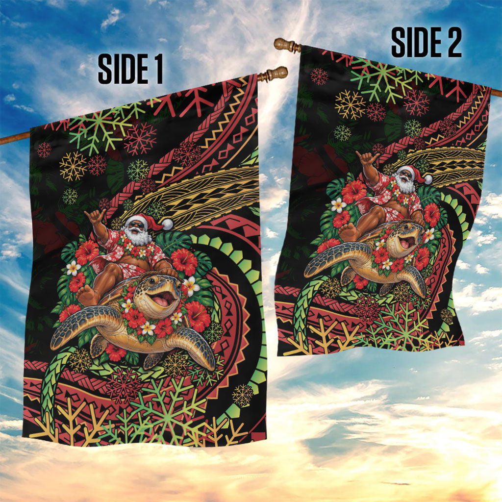 Hawaii Christmas Garden Flag Aloha Santa Riding Honu DT05 - Polynesian Pride