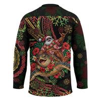 Hawaii Christmas Hockey Jersey Aloha Santa Riding Honu DT05 - Polynesian Pride