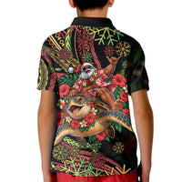Hawaii Christmas Kid Polo Shirt Aloha Santa Riding Honu DT05 - Polynesian Pride