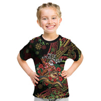 Hawaii Christmas Kid T Shirt Aloha Santa Riding Honu DT05 Black - Polynesian Pride