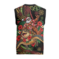 Hawaii Christmas Knitted V-Neck Vest Aloha Santa Riding Honu DT05 - Polynesian Pride