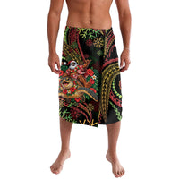 Hawaii Christmas Lavalava Aloha Santa Riding Honu DT05 Black - Polynesian Pride