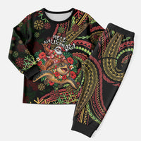 Hawaii Christmas Pajama Set Aloha Santa Riding Honu DT05 Men Black - Polynesian Pride