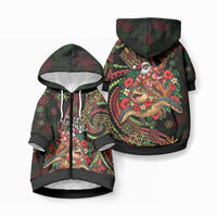 Hawaii Christmas Pet Hoodie Aloha Santa Riding Honu DT05 Zip-up Black - Polynesian Pride