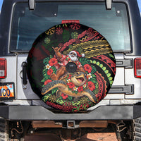 Hawaii Christmas Spare Tire Cover Aloha Santa Riding Honu DT05 Black - Polynesian Pride