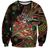 Hawaii Christmas Sweatshirt Aloha Santa Riding Honu DT05 Unisex Black - Polynesian Pride