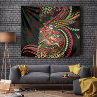 Hawaii Christmas Tapestry Aloha Santa Riding Honu DT05 Black - Polynesian Pride