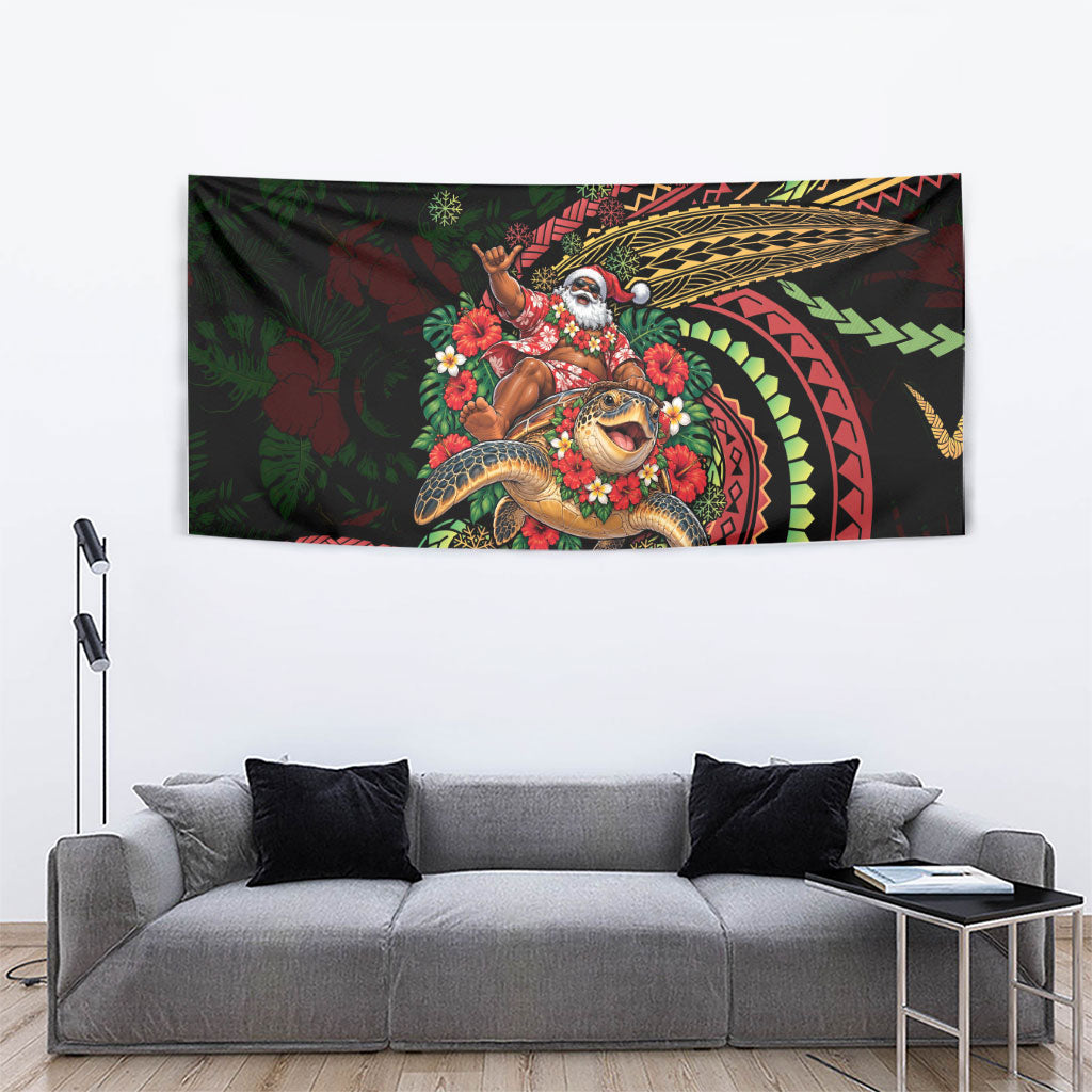 Hawaii Christmas Tapestry Aloha Santa Riding Honu DT05 - Polynesian Pride