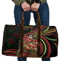 Hawaii Christmas Travel Bag Aloha Santa Riding Honu DT05 Black - Polynesian Pride